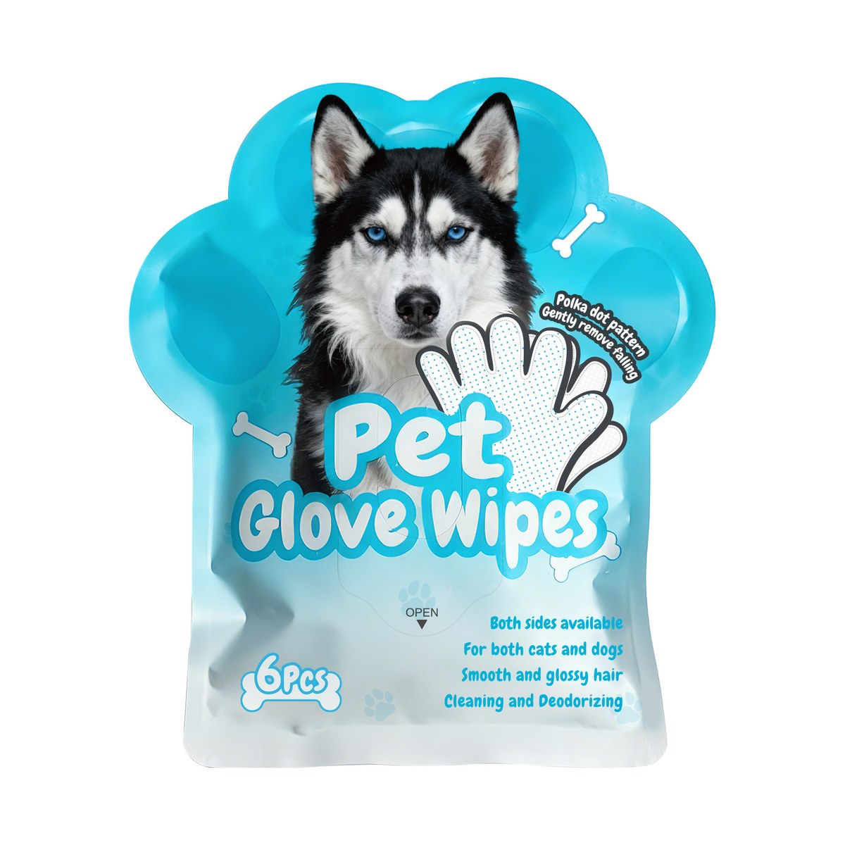 Textured pet glove wipes for grooming and coat cleaning channels